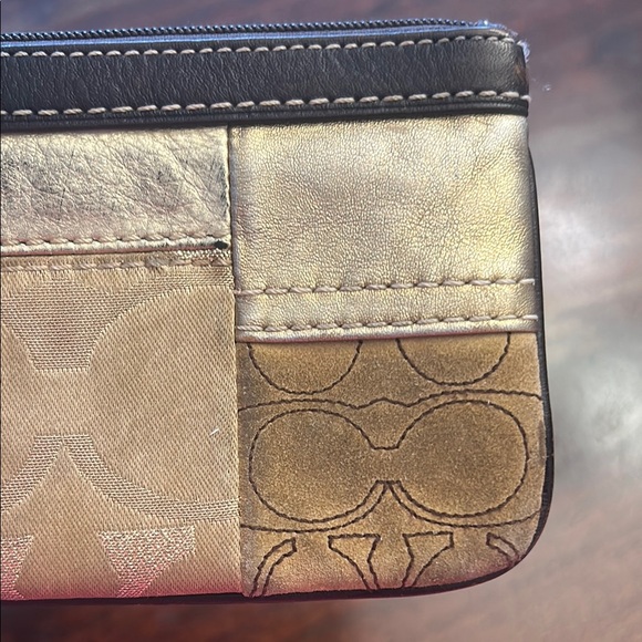 Coach Metallic and Brown Patchwork Wristlet - Picture 3 of 6